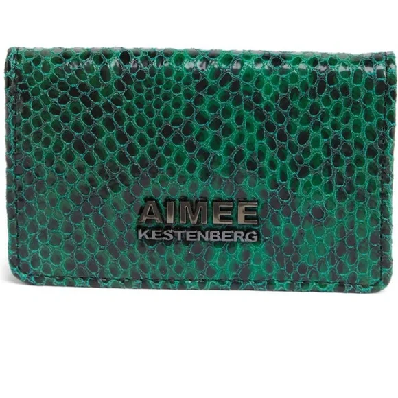 Aimee Kestenberg Bifold Sammy Emerald Snake Wallet - Picture 1 of 5